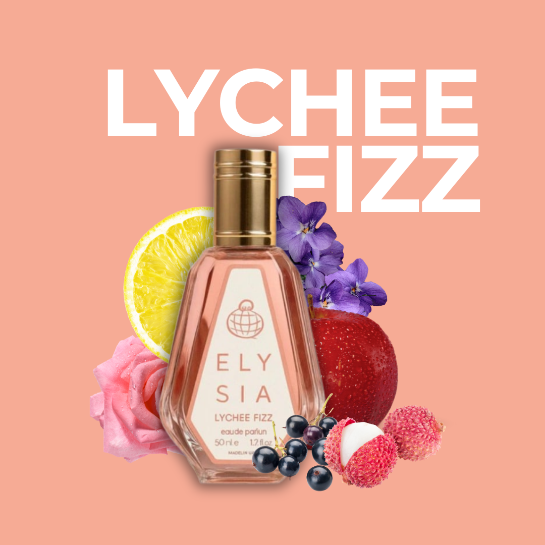 Elysia Lychee Fizz Fragrance World Eau de Parfum 50ml Mujeres - Fragancia Floral Frutal Efervescente.