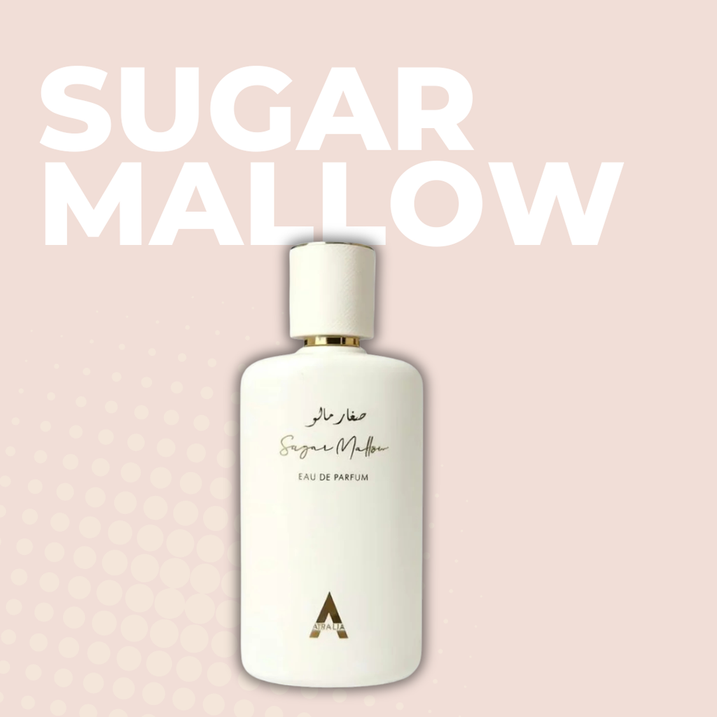 Notas olfativas de Sugar Mallow de Atralia: malvavisco, fresa y naranja; crema batida, vainilla, flores y coco; azúcar, algodón de azúcar, almizcle y frambuesa.