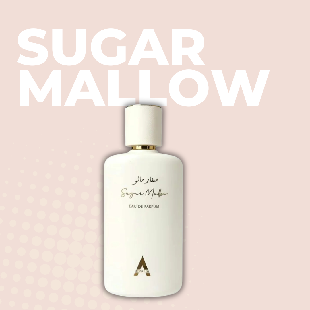 Notas olfativas de Sugar Mallow de Atralia: malvavisco, fresa y naranja; crema batida, vainilla, flores y coco; azúcar, algodón de azúcar, almizcle y frambuesa.