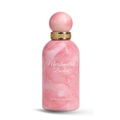 Dubai Flower Marshmallow Bon Bon 100ml – frasco rosa marmolado con tapón esférico y detalles dorados, fondo blanco