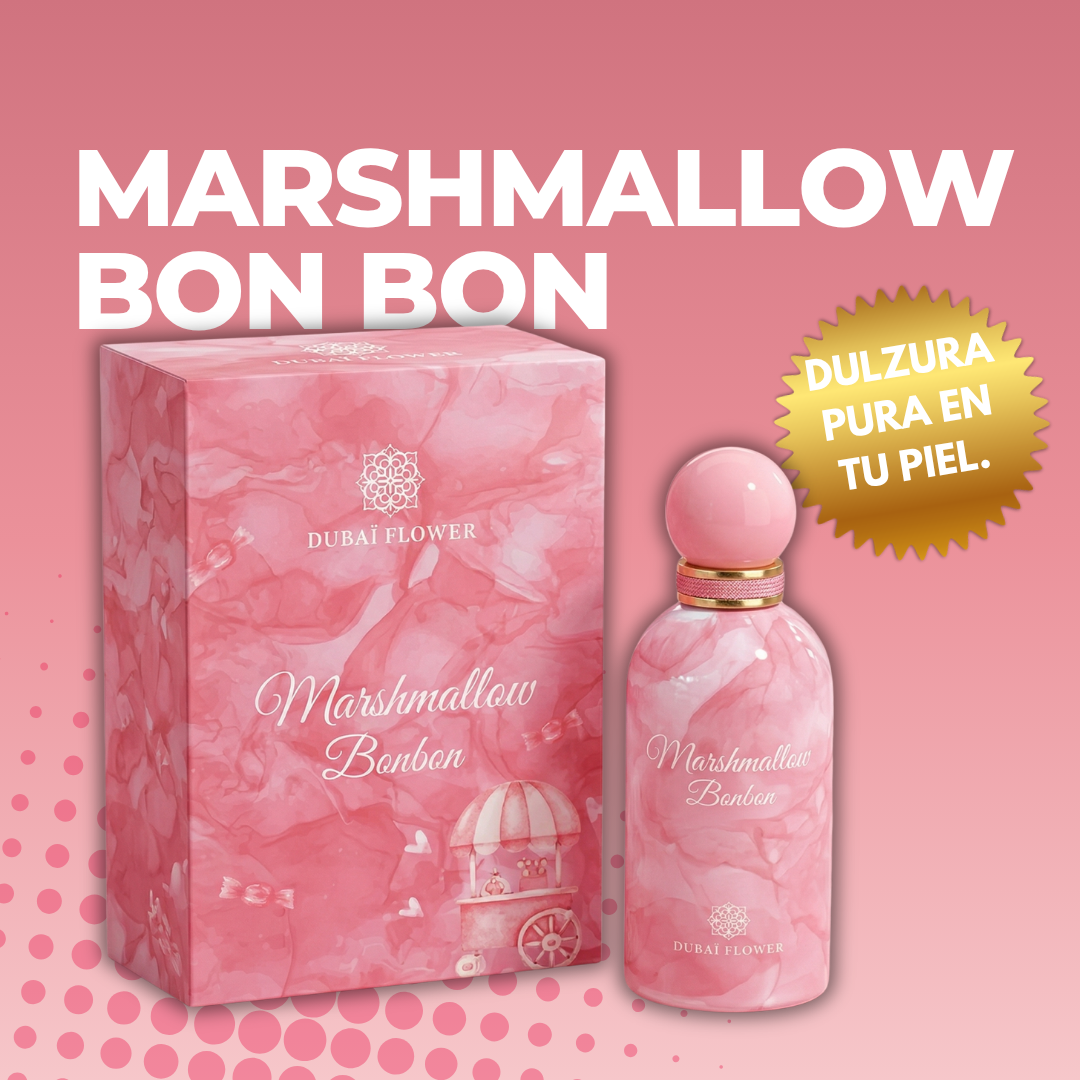 Marshmallow Bon Bon Dubai Flower 100ml con caja rosa – dulzura pura en tu piel
