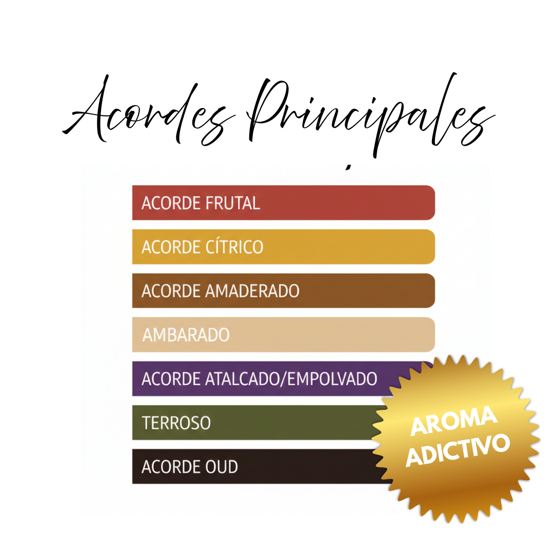 Fragancia exótica y seductora con ciruela jugosa, azafrán especiado, iris empolvado y base amaderada de oud, sensación provocativa y elegante
