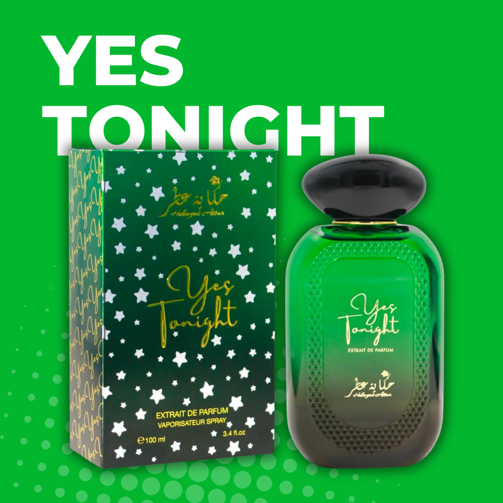 Frasco Yes Tonight Hekayat Attar 100ml – Extrait de Parfum unisex con notas de melocotón, ámbar y flor de azahar

