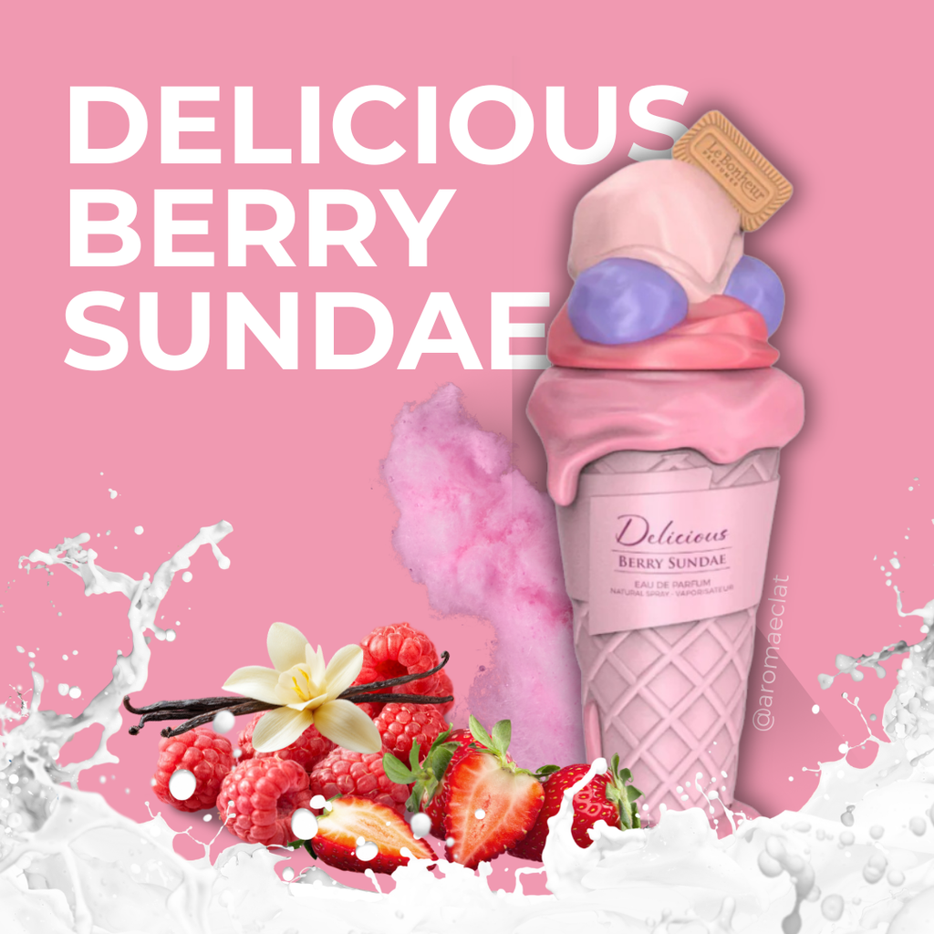 Delicious Berry Sundae Le Bonheur 100ml – Perfume gourmand unisex con notas de postre, fresa, frambuesa y vainilla cremosa
