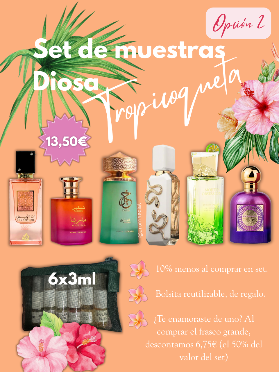 🌺 Opción 2 – Set de Muestras “Diosa Tropicoqueta” (6×3ml)