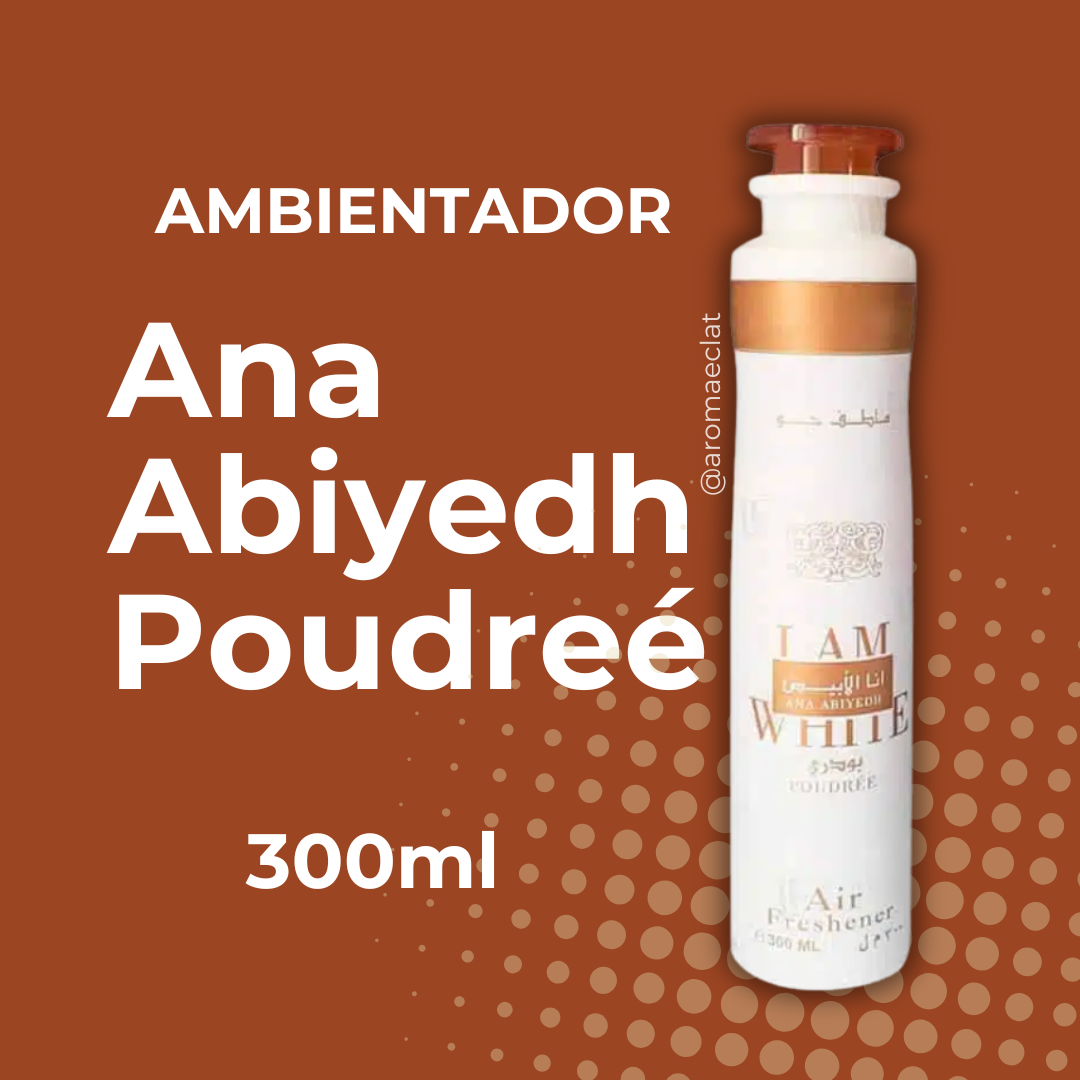 Ana Abiyedh Poudrée de Lattafa Ambientador en Spray 300ml - Fragancia Floral Atalcada con ADN Único.