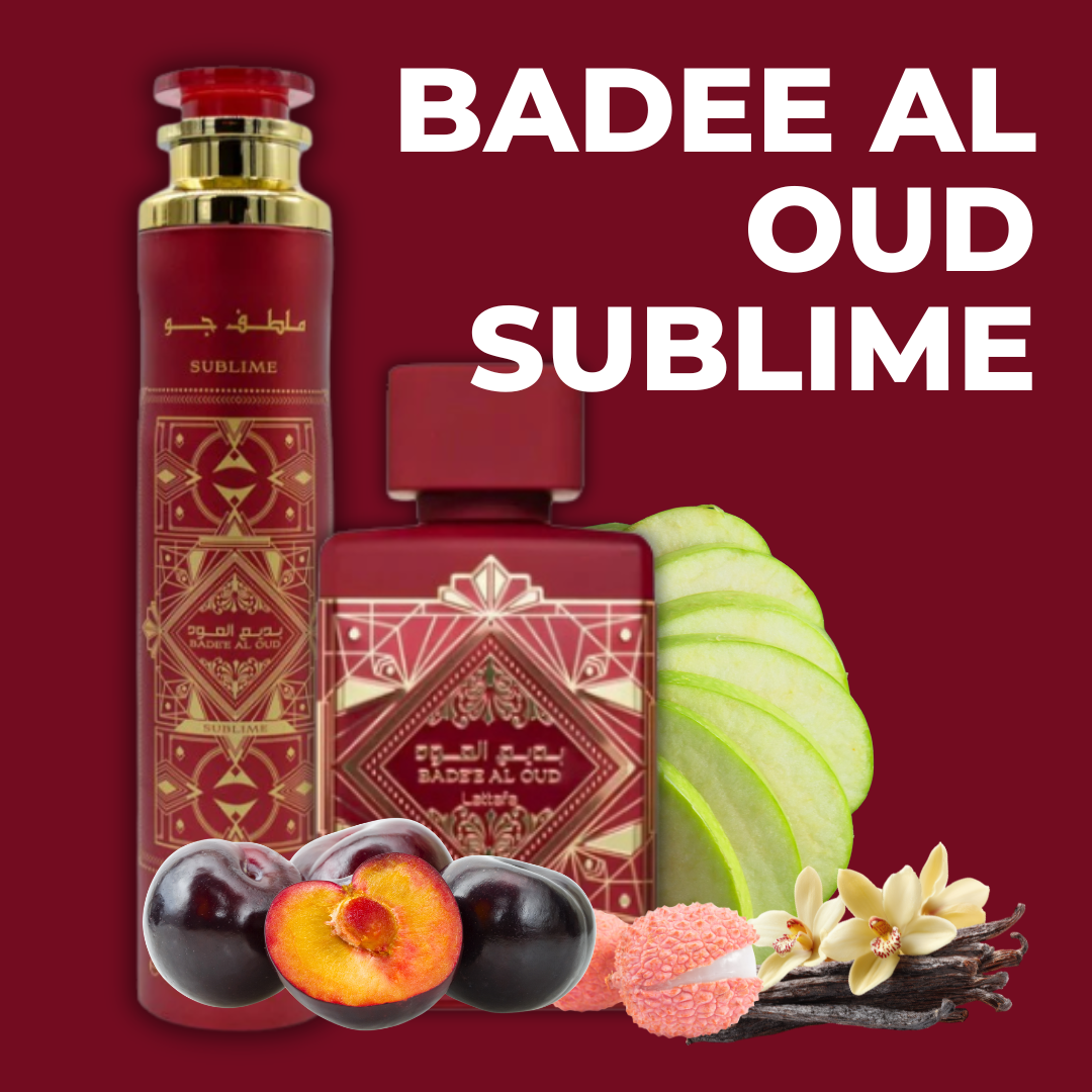 Set Bade'e Al Oud Sublime Lattafa EDP 100ml Unisex Woody y Ambientador Badee Al Oud