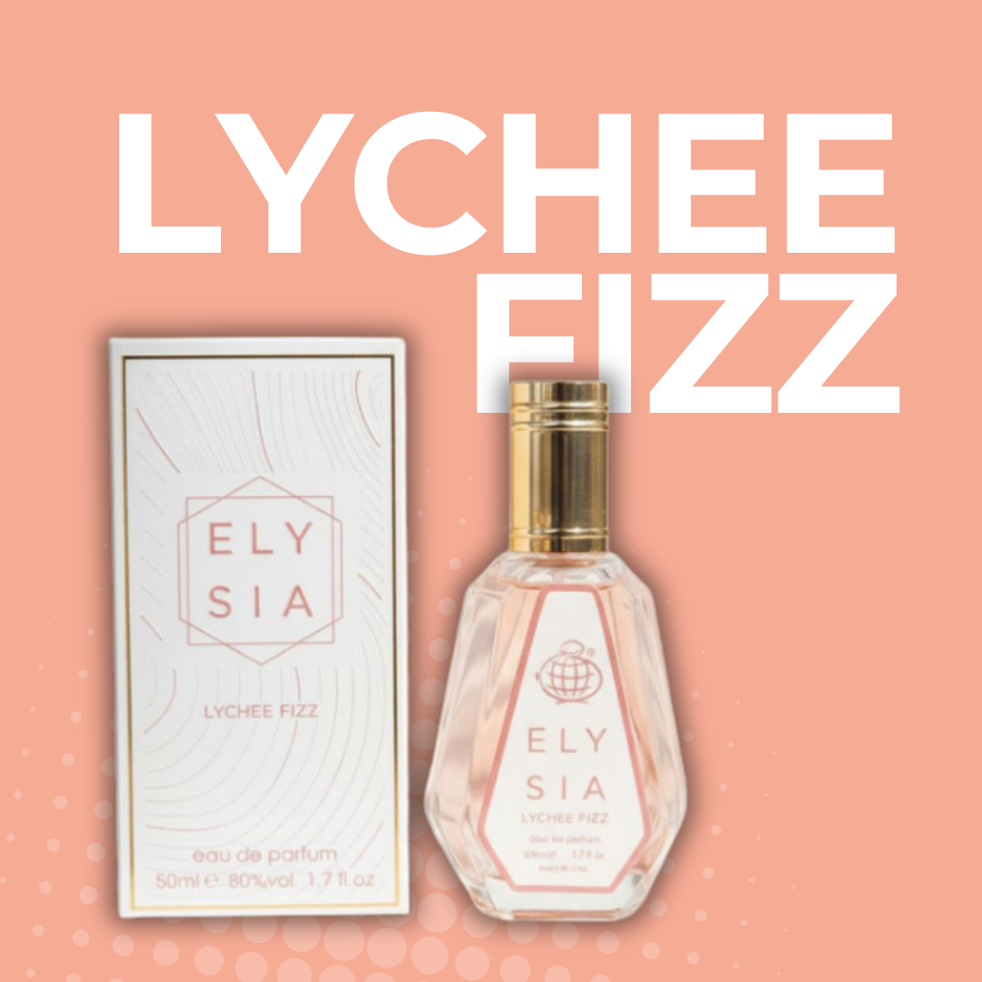 Elysia Lychee Fizz Fragrance World Eau de Parfum 50ml Mujeres - Fragancia Floral Frutal Efervescente.