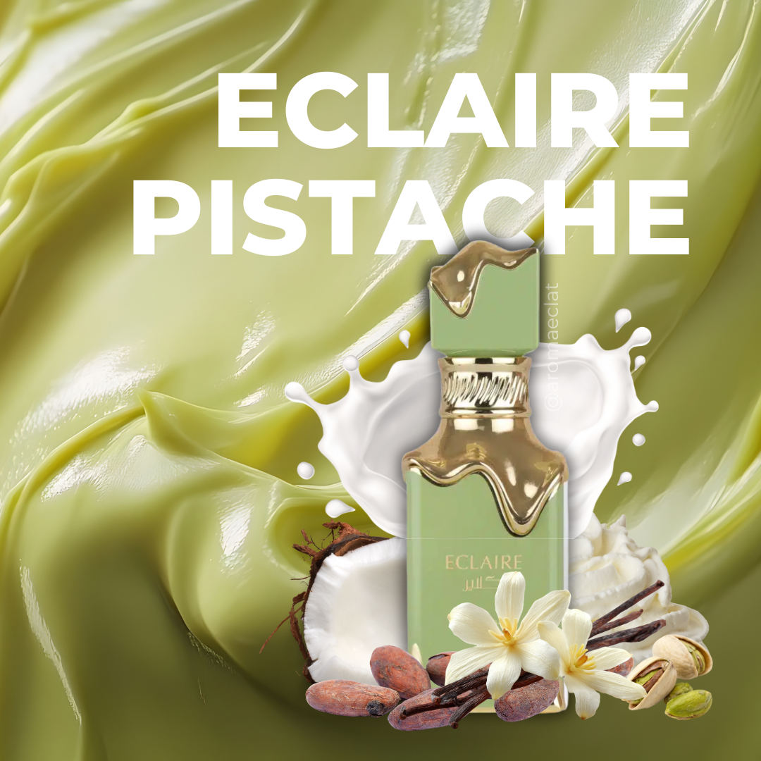 Eclaire Pistache  Lattafa Eau de Parfum 100ml Unisex - Fragancia Oriental Vainilla Gourmand con Pistacho.-