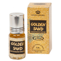 Golden Sand de Al Rehab, frasco original de perfume concentrado de 3 ml con caja dorada y tapón plateado